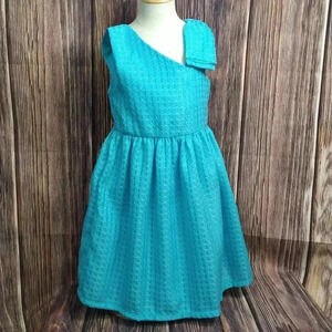 Mayoral Blue Dress with Bow design on shoulder